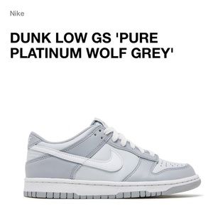 Nike Dunk Low GS Pure Platinum/White-Wolf Grey